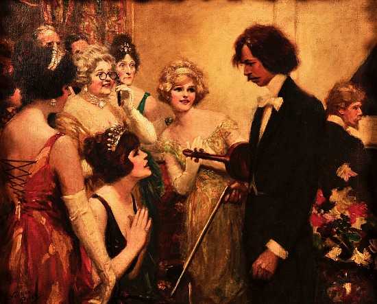 Violinist Admired by Women at Party