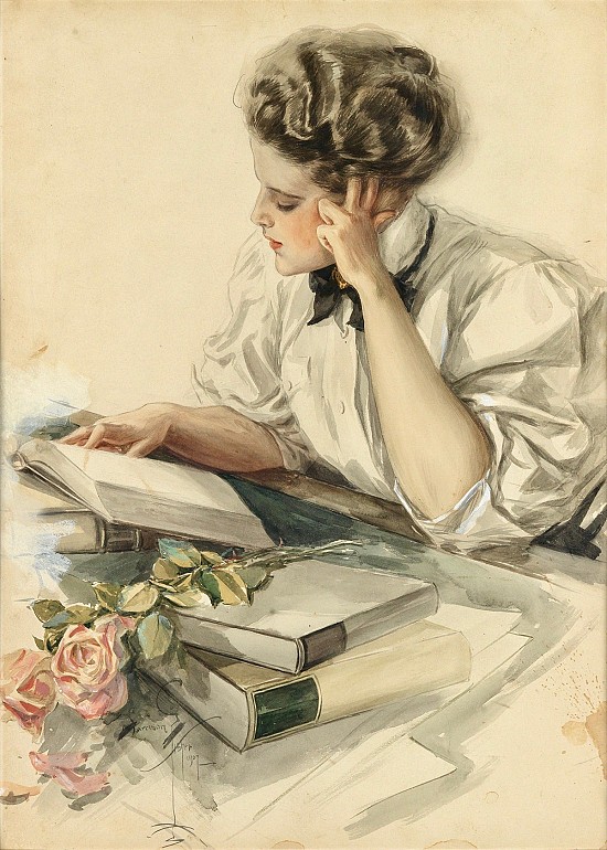 "The Study Hour," Illustration for The Ladies' Home Journal, April 1908
