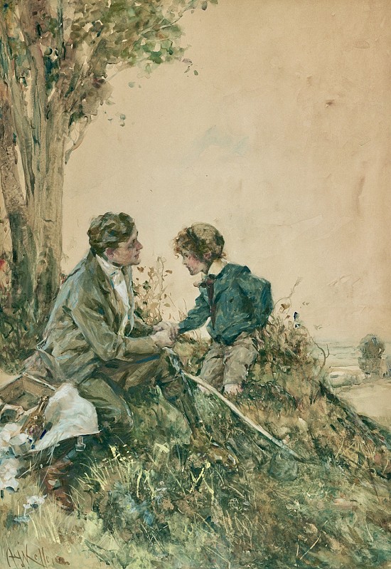 Man and Boy Having Picnic