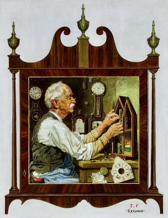 Older Man Repairing Clock, Post Cover