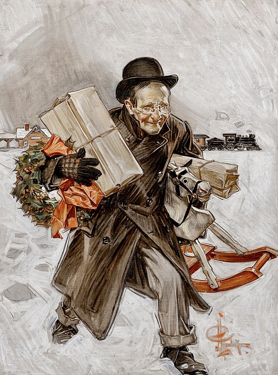Father Rushing Home with an Armload of Gifts, Post Cover