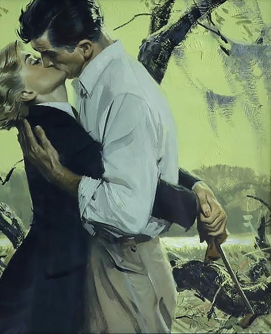 Man and Woman Kissing in Swamp
