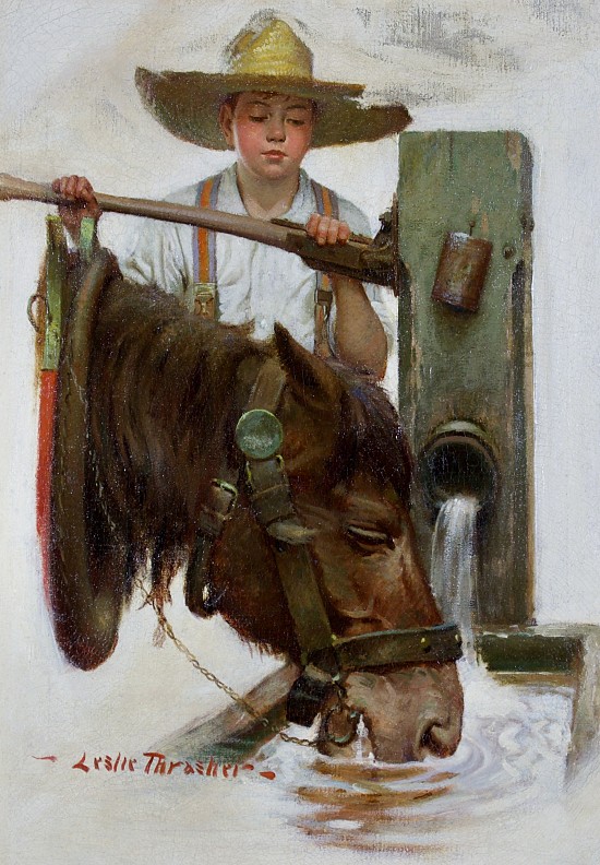 Boy and Horse at the Water Pump, Post Cover
