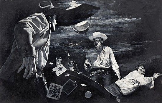 "Poker Game Confrontation", Likely Illustration for Man's Action, 1959