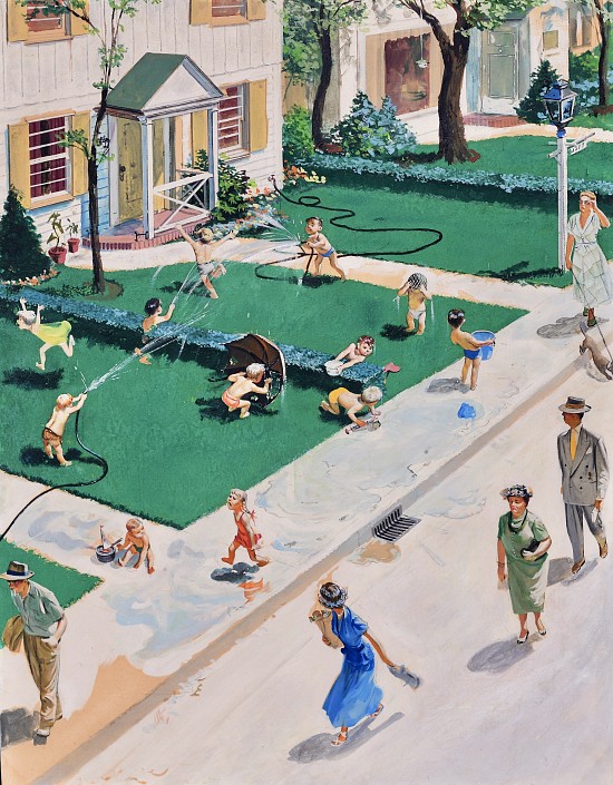 Water Fight, Saturday Evening Post Cover