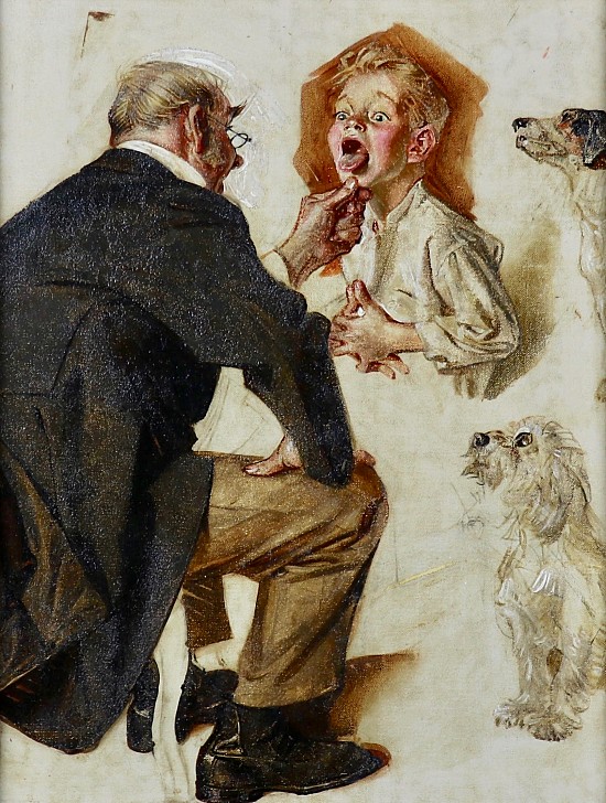  Doctor Looking into Childs Mouth, Study for SEP Cover