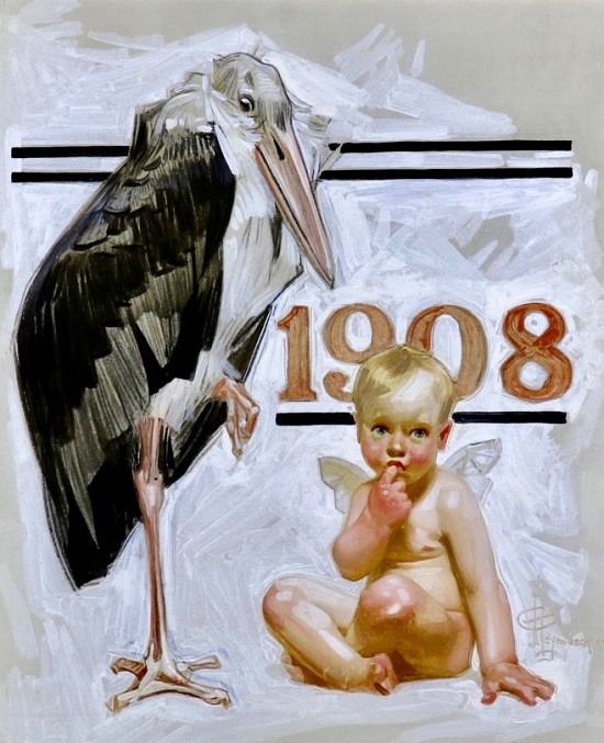 New Years Baby, Saturday Evening Post Cover, 1907
