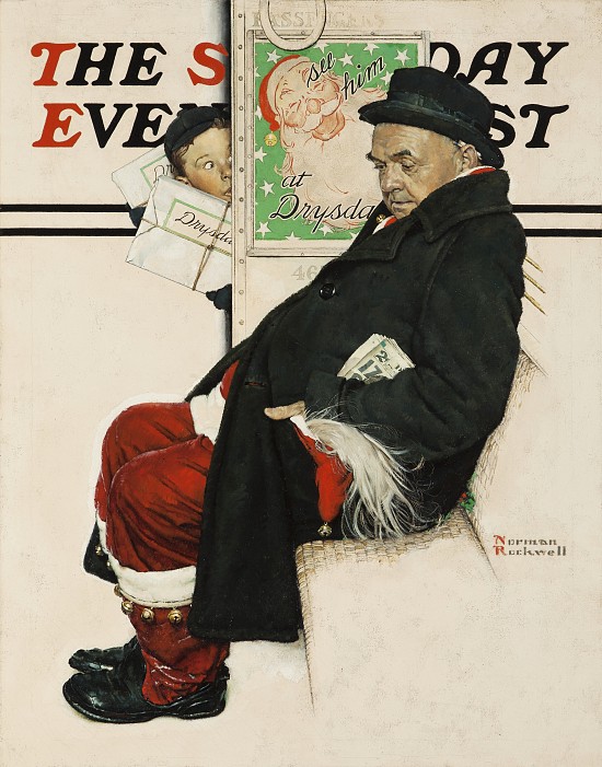 Santa on Train, Saturday Evening Post Cover