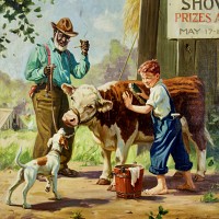 Boy and Man with Cow